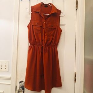 Sleeveless Dark Orange Shirtdress